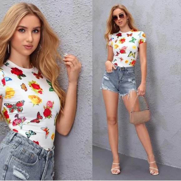 NEW!! Butterfly & Flower Tee - Picture 2 of 3